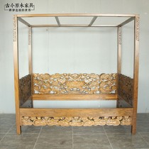 Ancient and modern logs BD269-17 Southeast Asian style solid wood carved canopy bed Babu bed 1.2 meters four-poster sofa bed
