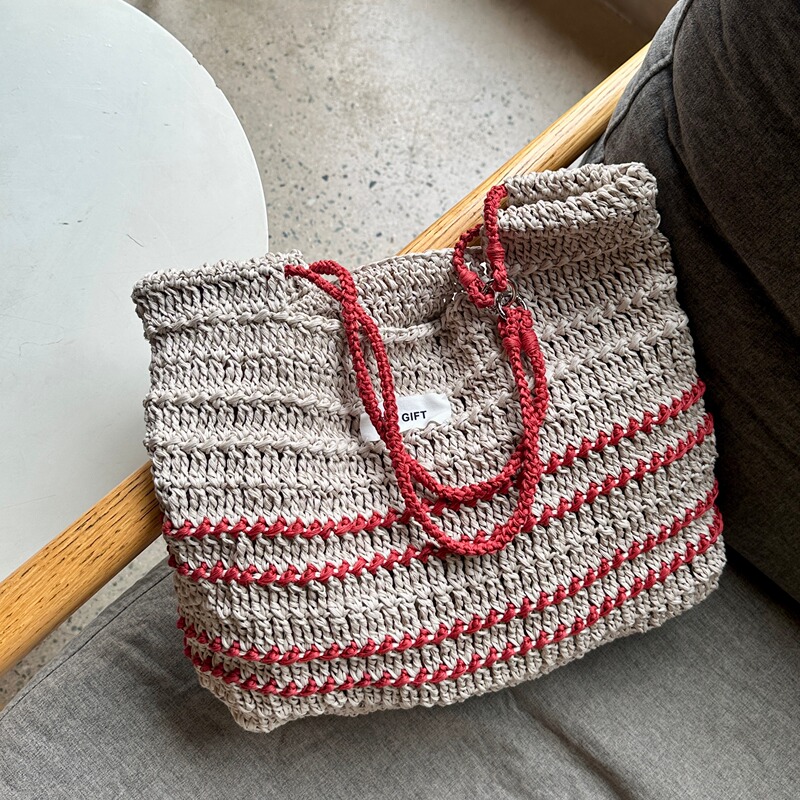 Biggift Handmade Crochet DIY Beach Vacation Bag Shoulder Bag Handbag Tote Bag