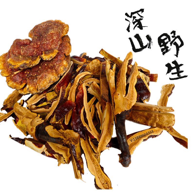 Double Crown credibility deep mountain old brand dai cut wild Ganoderma lucidum slice red sesame slice zizhi slice 100 grams new this year