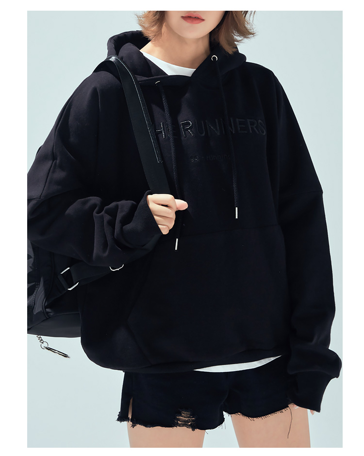 2018新款连帽宽松加绒加厚中长款卫衣女秋冬