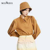 Riddle 2022 Fall new blouses French style vintage retro pointed lead casual long sleeve shirt female 228MC6178