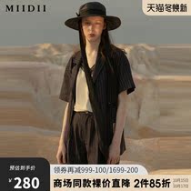 MIIDII mystery summer simple loose stripes long short sleeve blazer womens 202MW0957