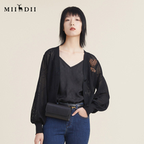 Riddle Knit Cardiovert Women 2022 Autumn New Products Air Conditioning Shirts Small Crowdage Short Knit Jacket 223MZ1341