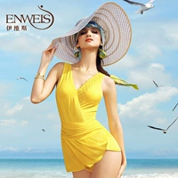 Ives gợi cảm váy cổ chữ V thanh lịch mà không có vành thoải mái bằng nhựa nhẹ áo tắm một mảnh nữ - Bộ đồ bơi One Piece áo tắm liền thân màu đen