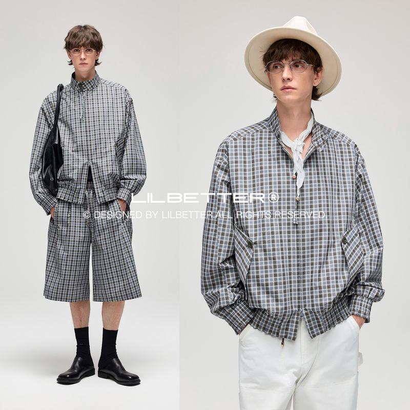 Lilbetter Ruffled Plaid Harrington Jacket 2026 Spring Silhouette Three-Dimensional Segmented Double Zipper Jacket lb