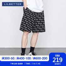 Lilbetter mens denim shorts printed five-point pants Hip-hop trend mens pants Korean casual jeans LB