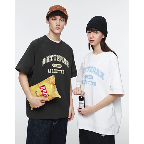 Lilbetter Летняя футболка с коротким рукавом, круглый воротник, оверсайз