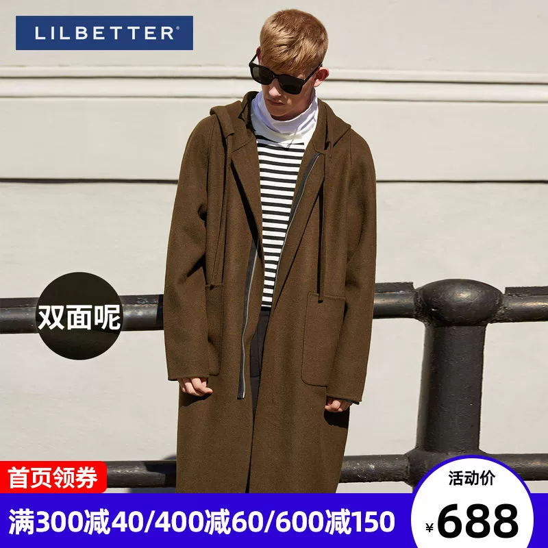 Lilbetter áo khoác len nam mùa đông dài cashmere len trench coat áo len nam hai mặt - Áo len