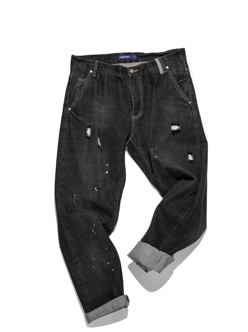 Quần jean nam Lilbetter chân giản dị quần retro rửa lỗ cũ denim quần dài nam triều shop quần áo nam