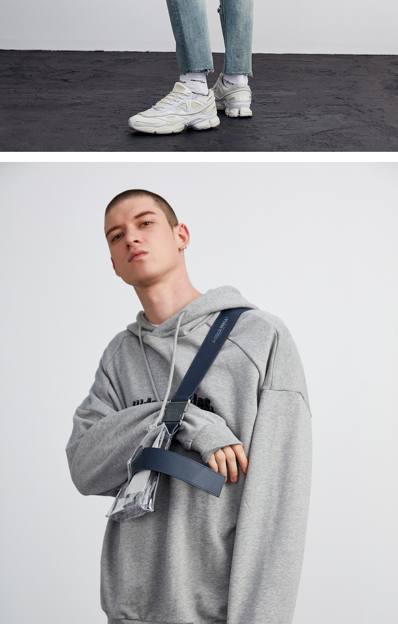 Lilbetter Áo len nam Thời trang Thêu In Áo Áo Thường Nhật Bản Áo mùa Thu Trùm Áo khoác Đàn ông áo hoodie xám