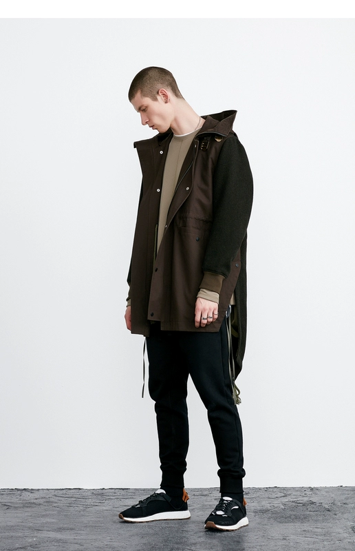 Lilbetter len áo khoác nam thời trang khâu cá tính len áo gió trùm đầu tide thương hiệu mùa đông nam áo khoác mẫu áo khoác nam đẹp 2021