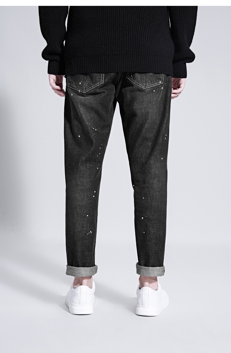 Quần jean nam Lilbetter chân giản dị quần retro rửa lỗ cũ denim quần dài nam triều shop quần áo nam