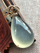 Jian An Jade natural A goods ice seed fluorescent 18K with diamond gold inlay generation rich jade female jade pendant