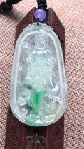 Jianan Jade old pit natural A cargo ice floating sun green Guanyin Bodhisattva jade pendant thick collection of atmospheric boutique