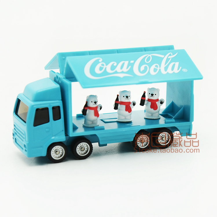 Model with 3 polar bears micrococa-Cola COCACOLA blue transport van container truck