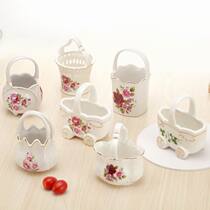 Creative Korean ceramic fruit fork coffee spoon cosmetics storage jar storage household fork spoon storage tin