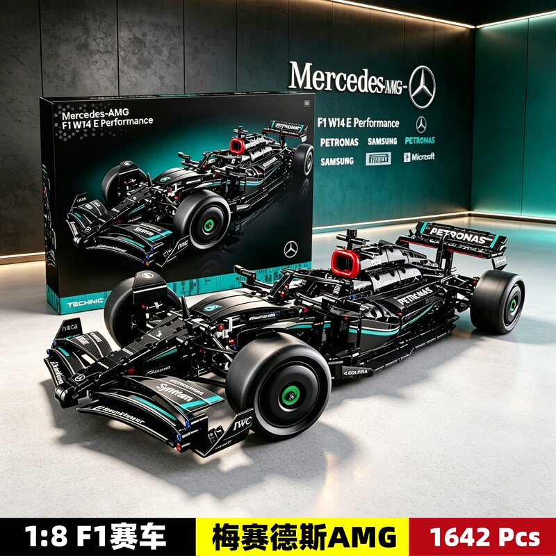 Mercedes-Benz F1 Formula Racing Car Boys' Educational Building Block Toy Mechanical Set Sports Car Model