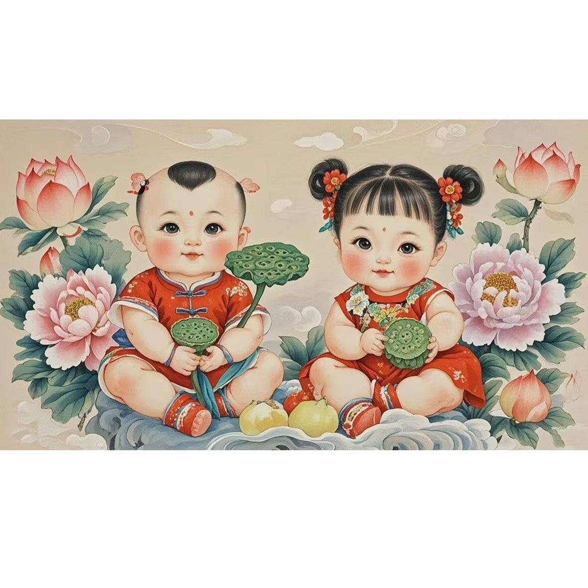 求子贴画早生贵子多子多福胖娃娃画报,宝宝图海报贴画,让家充满温馨与祝福!-宝宝海报-淘宝好物网