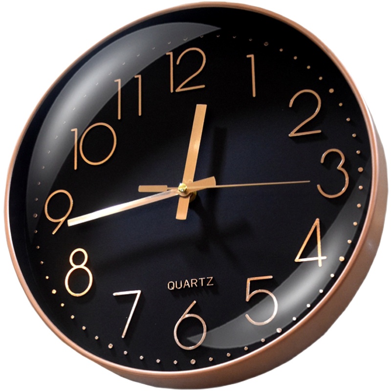 Plastic battery clock glass single-sided living-room living-room hanging watch hanging bell round