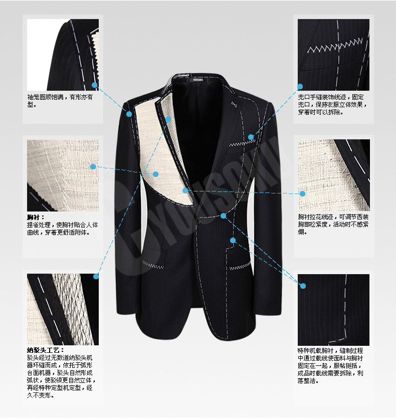 Costume homme YOUSOKU Polyester laine de fibres 49,3% 50,7% pour automne - Ref 1579840 Image 7