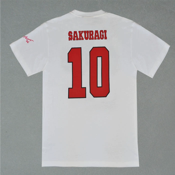 SD bóng rổ slam dunk đội đồng phục Xiangbei 10 Sakuragi hoa cotton vòng cổ ngắn tay T-Shirt phong cách Trung Quốc