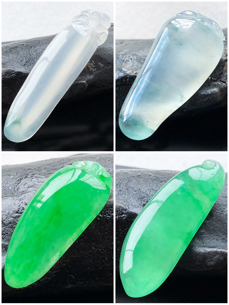 Jade Fu Gua pendant 18K gold inlaid processing natural jade small Fu Gua Yang green jade pendant men's necklace Women