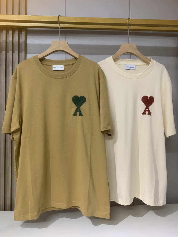 Ami De Coeur26 Summer New Product Large Heart Embroidered Round Neck Short-Sleeved T-Shirt for Men and Women, Same Style Tops and T-Shirts