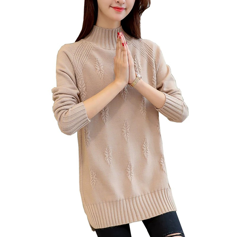 [Outlet] Clearance Autumn/Winter Half-Turtleneck Sweater for Women, Wool and Cashmere Knit, Mid-Length Bodycon Base Shirt