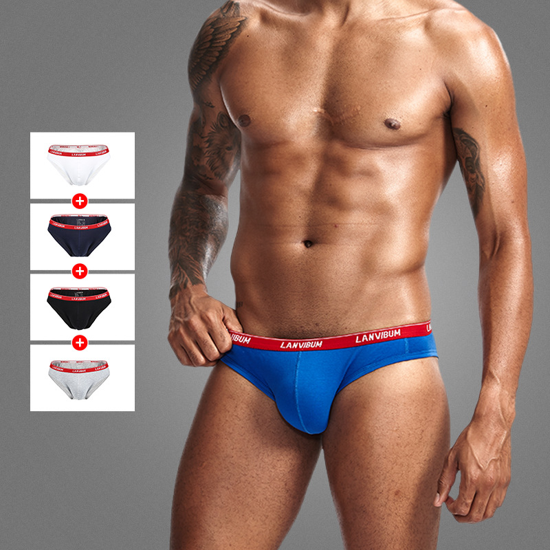 Adult sexy men's underwear pull frame cotton low waist U convex sexy big bag men's bikini briefs men's