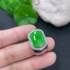 Jade natural A goods 18K gold inlaid sun green ring men's ring ring 19.5MM7.22g