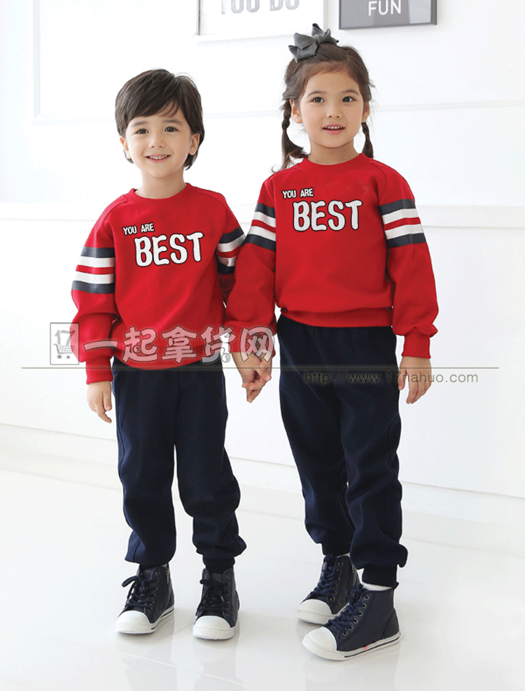 Quần áo mẫu giáo tùy chỉnh mẫu mùa xuân và mùa thu 18 đồng phục mới cho học sinh tiểu học và trung học phiên bản tiếng Hàn của bộ đồ thể thao màu đỏ bexinhshop shop