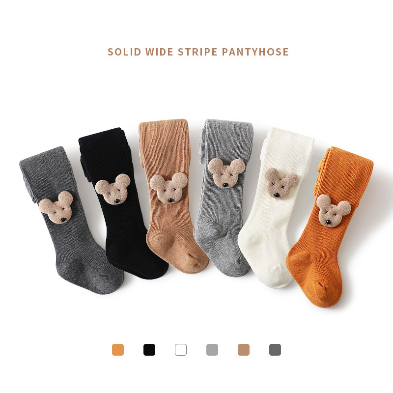Children's underwear autumn and winter new cute cartoon baby pantyhose autumn girls solid color combed cotton pantyhose
