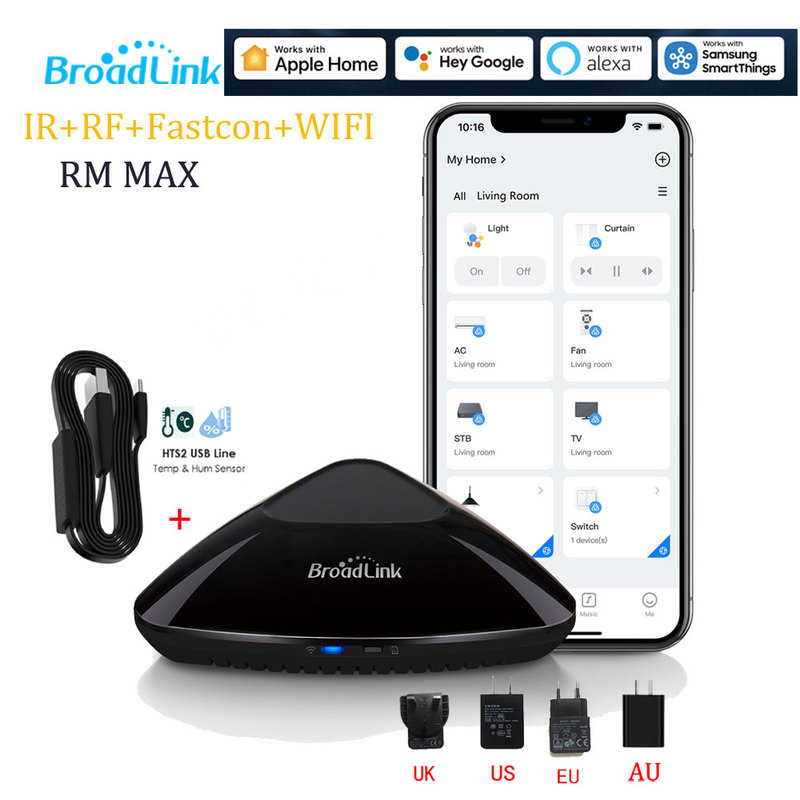 Broadlink Rm Max Smart Remote Control Infrared Radio Frequency App Remote Control Alexa/Google