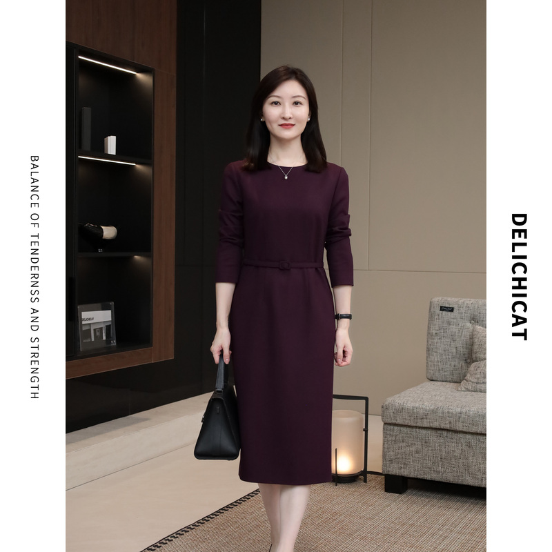 Delichicat丨 "Highly Sophisticated and Elegant: Light Luxury Texture, Workplace Newcomer Style Wool Long-Sleeve Dress Delichicat丨 "Highly Sophisticated and Elegant: Light Luxury Texture, Workplace Newcomer Style Wool Long-Sleeve Dress