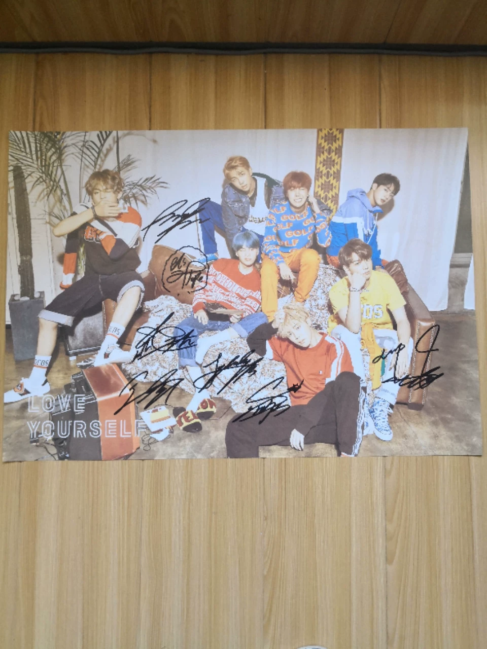 Официальный постер с подписями BTS, подлинный постер с подписью BTS, официальный подлинный постер с подписью