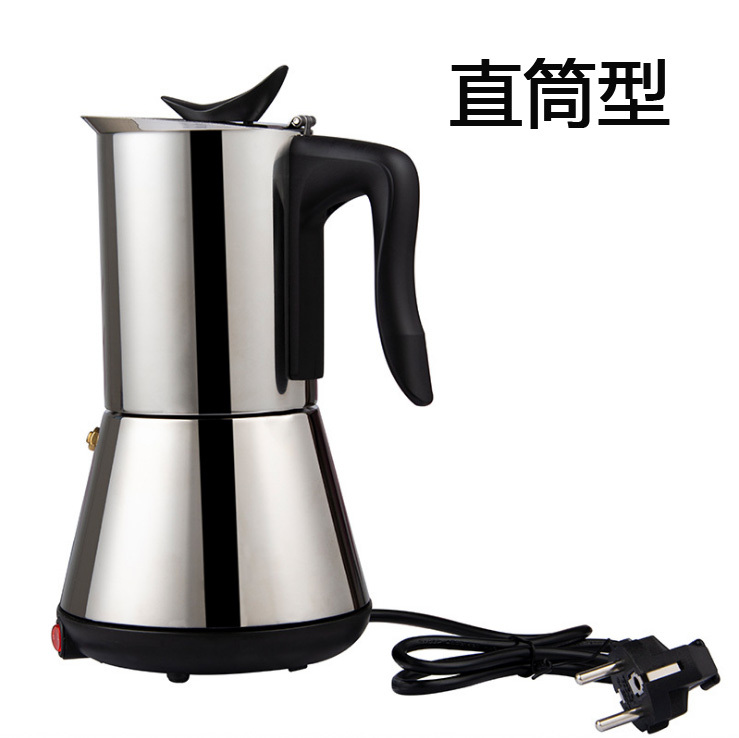 Export Model 304 Stainless Steel Electric Moka Pot, Household Coffee Maker, Italian Coffee Pot, European Plug-In, Convenient