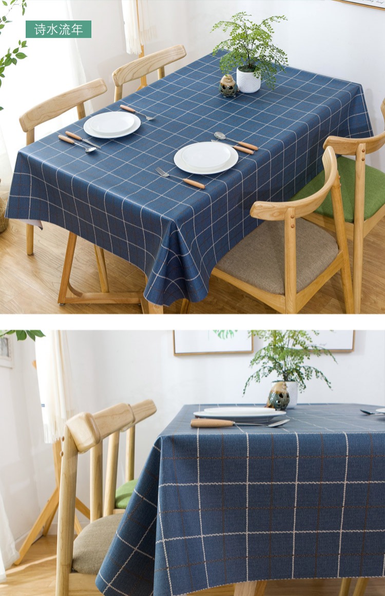Vải giả cotton nghệ thuật PVC lưới mắt cáo khăn trải bàn chống thấm nước và chống dầu khăn trải bàn vintage