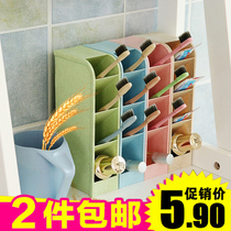  Nordic style wheat straw four-grid multi-function desktop storage box Socks jewelry pencil stationery sundries storage box
