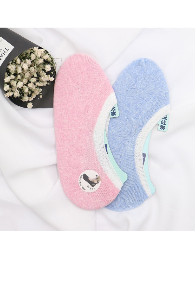Vớ cotton Hàn Quốc vô hình phụ nữ nông miệng kẹo màu kẹo cao su chống trượt vớ mùa xuân và mùa hè mỏng vớ thuyền mỏng - Vớ mắt cá chân tất trẻ em