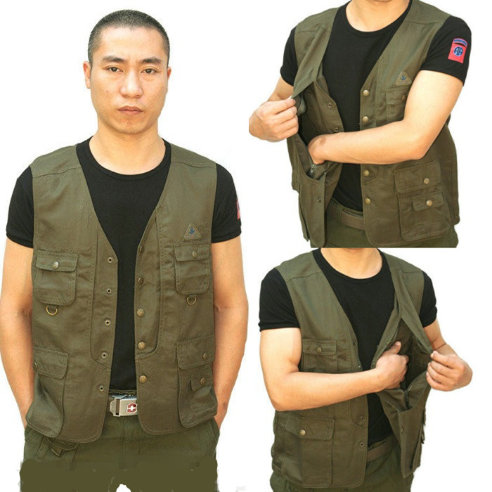 Military Memes Tactical Waistcoat Fall Vest Kan Shoulder Cotton Canvas Multi-Pocket Outdoor Photography Fishing Horse Pinch Male Special Soldier