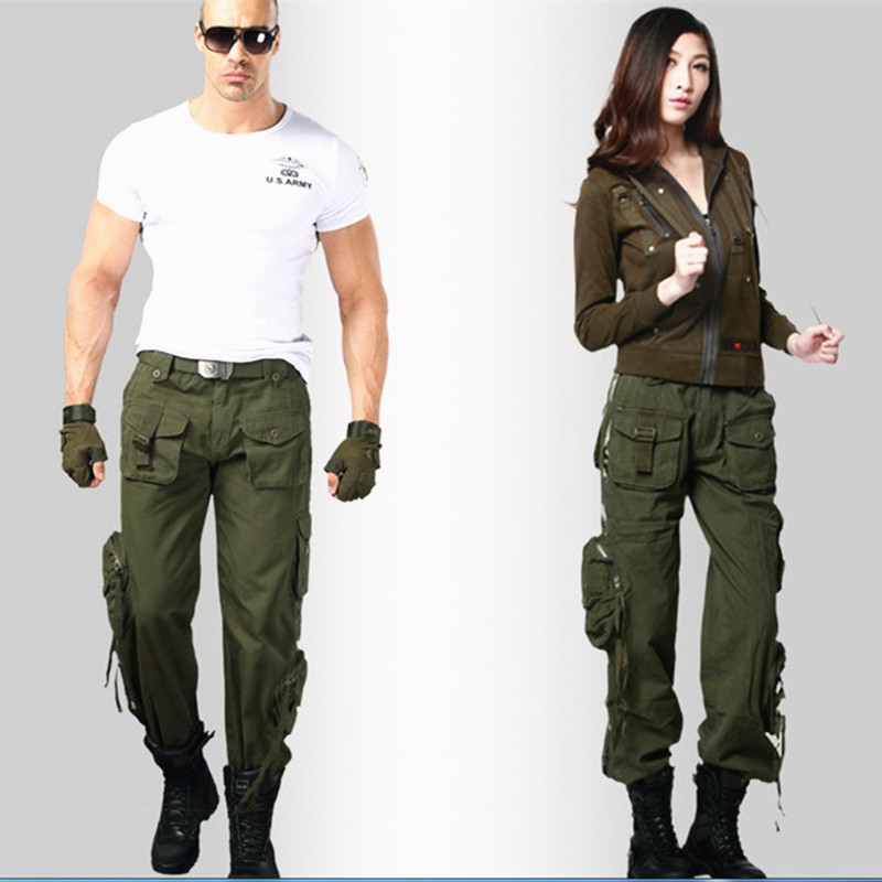 Multi-pocket overalls men's and women's autumn and winter straight pants cotton outdoor mountaineering trousers multi-pocket anti-scratch tactical training pants