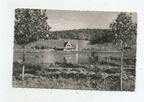 1955 Morocco actual mail black and white old postcard ifrane lakeside house city view stamp