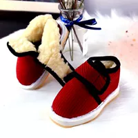 I74-Handmade Детская хлопчатобумажная обувь чисто красная