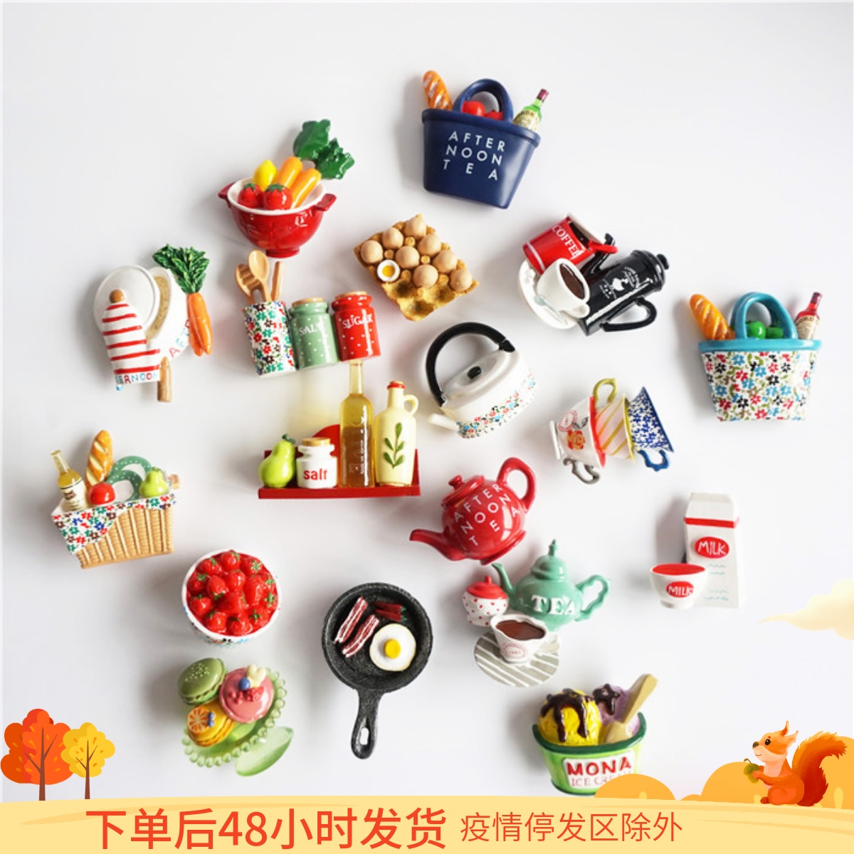 Creative simulation resin refrigerator magnetic stickers exported to Japan and Europe original single painted refrigerator stickers