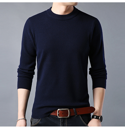 Áo len nam mùa đông Pierre Cardin áo len cổ tròn màu rắn cộng với áo len dày nhung áo sơ mi nam trung niên quần áo thu đông nam