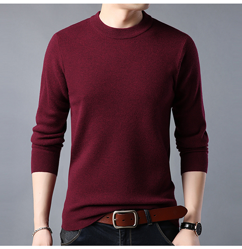 Áo len nam mùa đông Pierre Cardin áo len cổ tròn màu rắn cộng với áo len dày nhung áo sơ mi nam trung niên quần áo thu đông nam