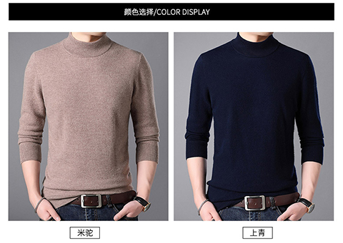 Áo len mùa đông Pierre Cardin nam dày nửa cao cổ tròn đan áo len đáy áo len nam trung niên áo phao nam hàng hiệu
