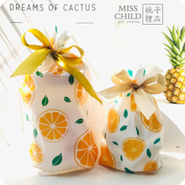 10pcs Summer Fresh Fruit Orange Pattern Drawstring Bag Gift Wrapping Bundle Pocket Candy Biscuit Packing Bag