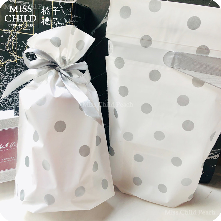 10 Ins Brief Silver Color Wave Dot Pattern Bunch Pocket Gift Wrapping Bunch Pocket Baking Candy Packing Bag