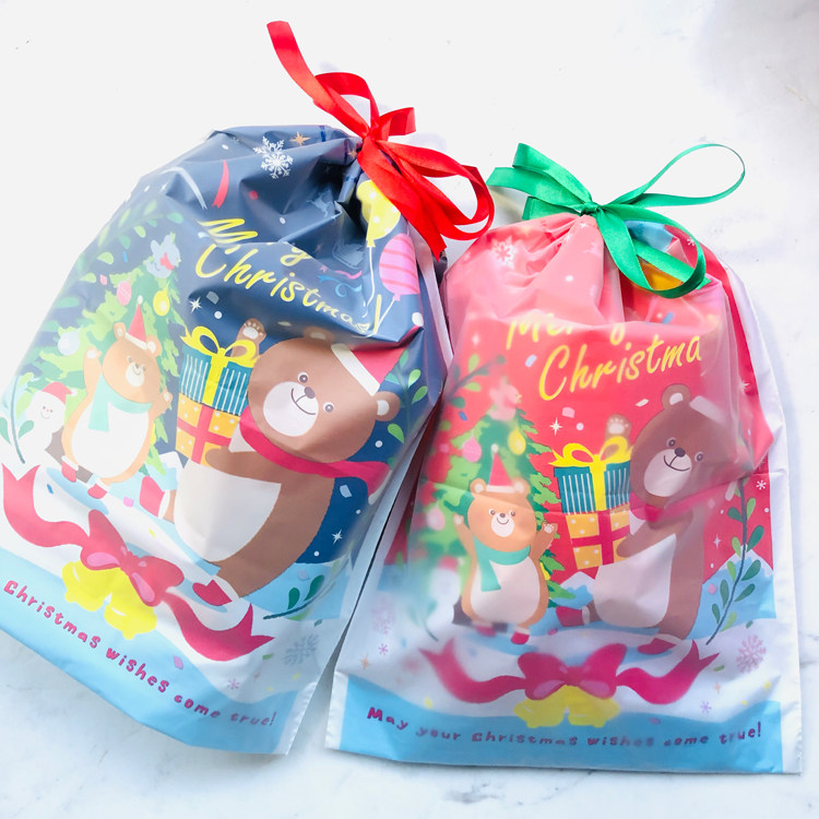 5 Japanese Christmas Bear Gift Tie Pockets Christmas Children's Candy Snack Tie Pocket Gift Bag Storage Bag